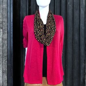 Womens By Design Brand Hot Pink & Black Top With Attached Infinity Scarf Size M
